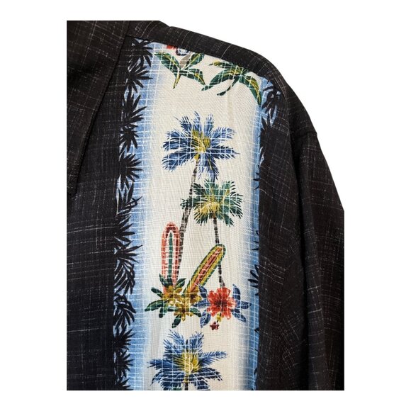 Batik Bay Men's XL Hawaiian Shirt – Black Rayon with Surfboards & Palms – Made i - Picture 3 of 6